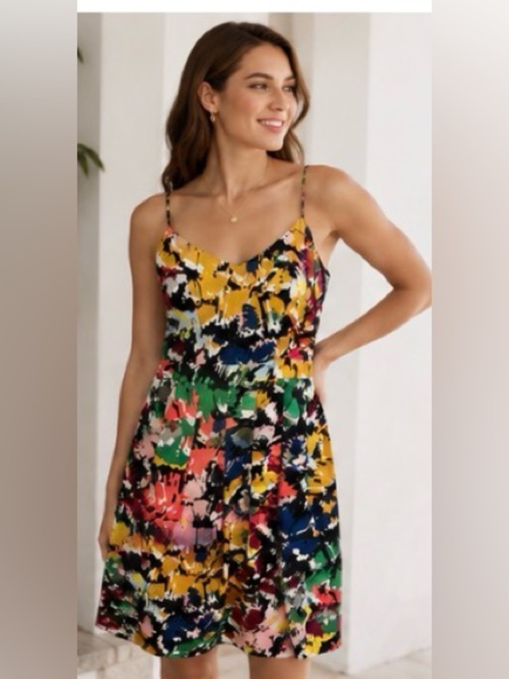 J.Crew 100% Silk Abstract Print Slip Dress Size 4